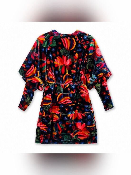 FARM Rio Dresses & Skirts - FARM Rio Banana Sky Long Sleeve Velvet Dress Women's Size XS Banana Sky Black
